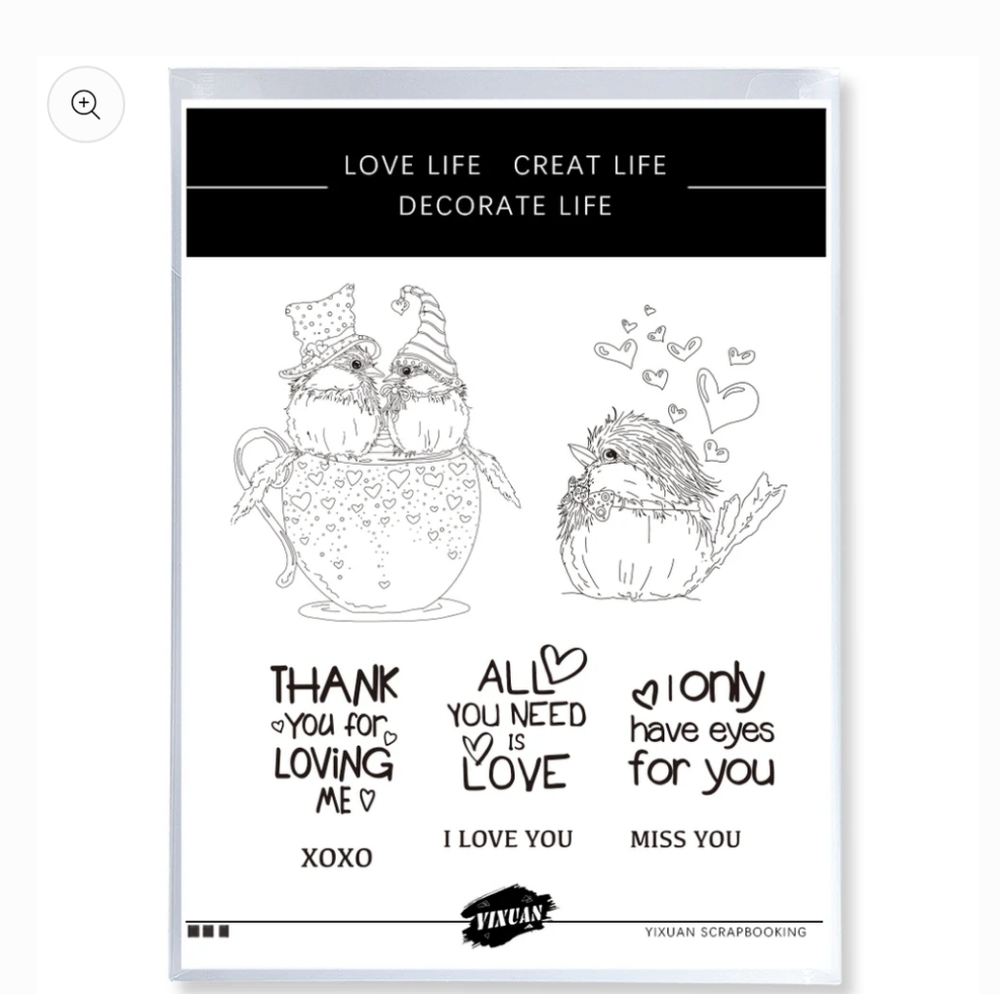 Yixuan Happy Valentine's Day Love Birds Gnome Cups Cutting Die & Stamp set